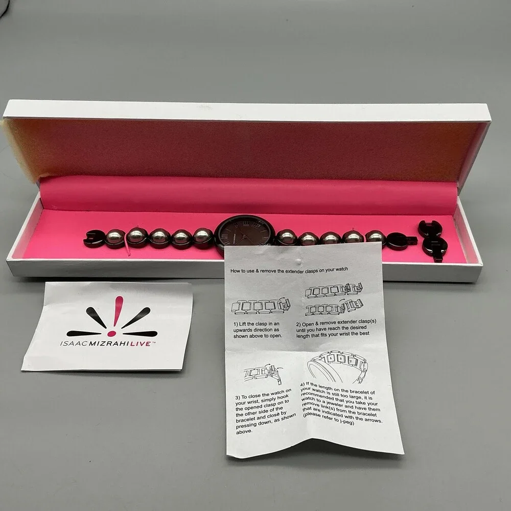 Isaac Mizrahi Live Womens Watch 34mm MOP Dial Silver Tone New Battery 8.5